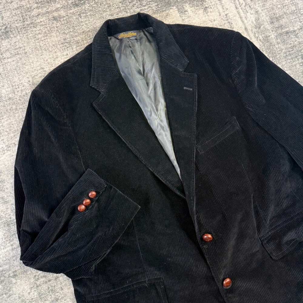 VTG Brooks Brothers Corduroy Blazer Mens 46R Navy Wide Wale Sport Coat Academia